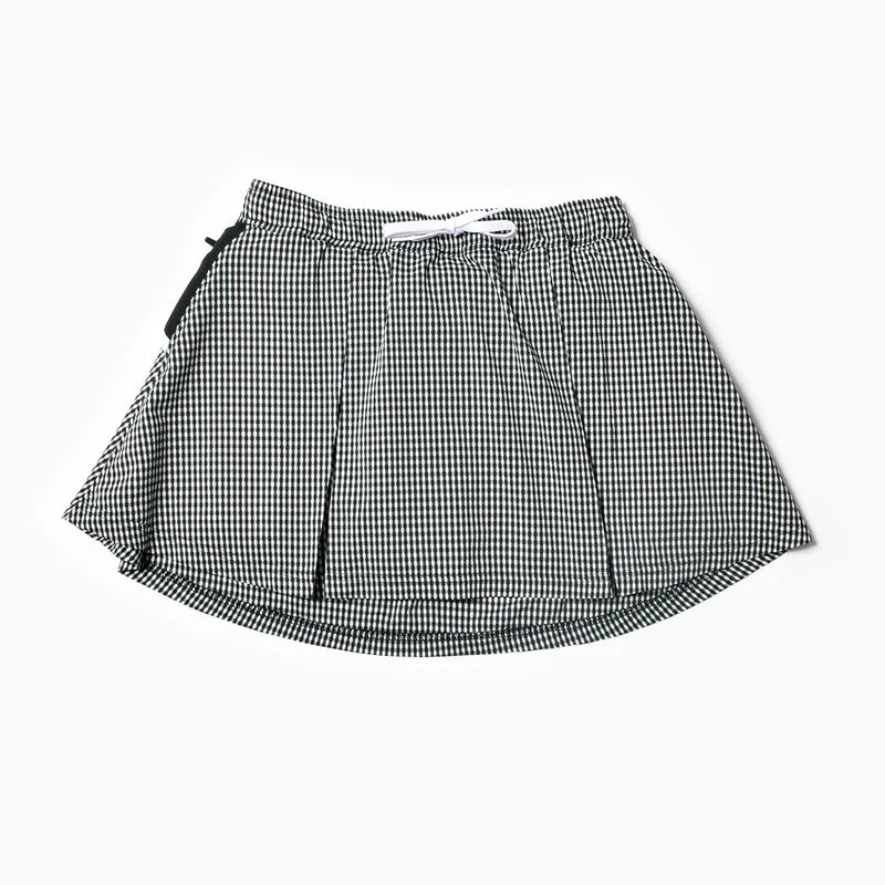 【MOUNTAIN MATHIAL ARTS】 MMA Front Pleats Run Skirt (Black Check)