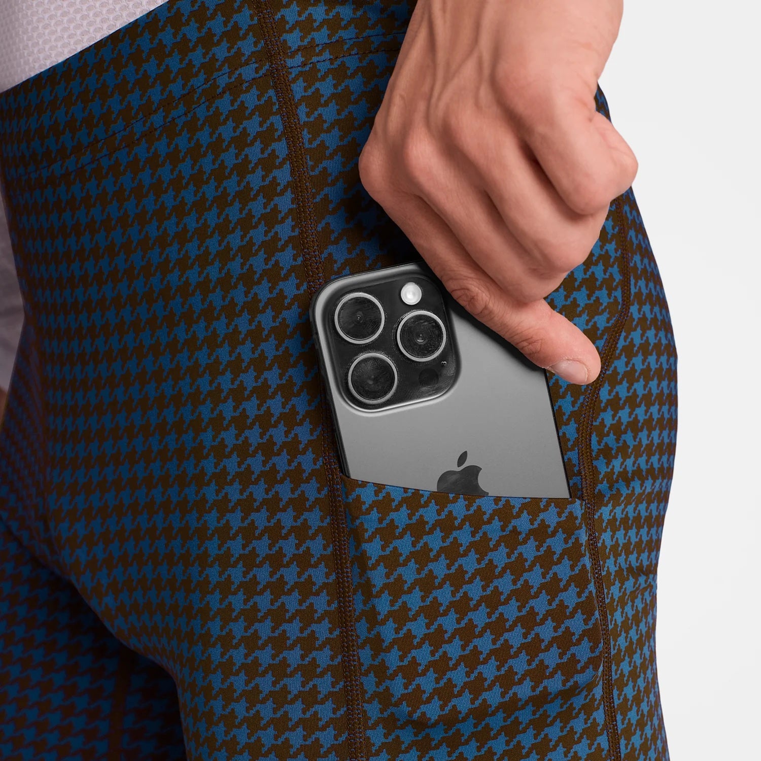 【SAYSKY】  Houndstooth Combat+ Short Tights 9inch - Blue Houndstooth Aop [メンズ]