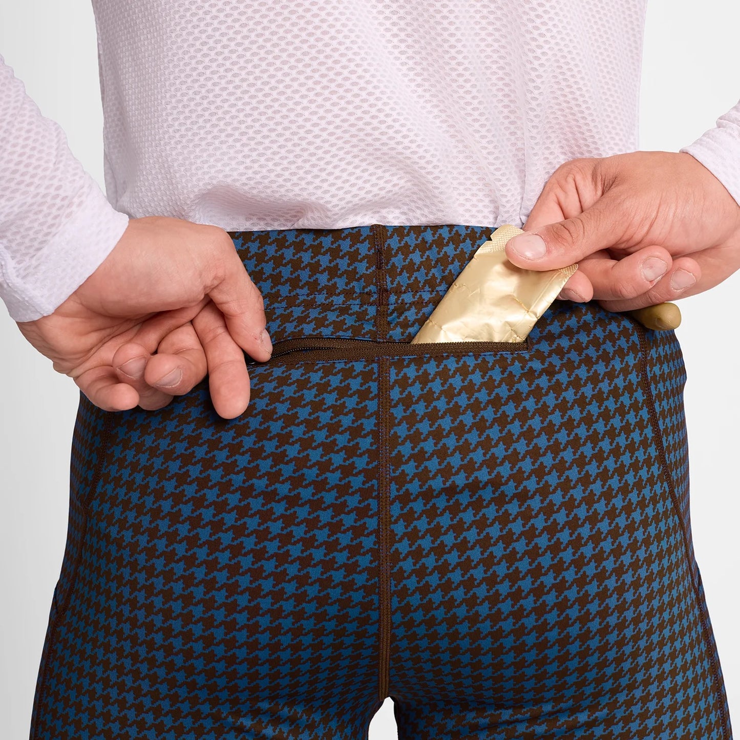 【SAYSKY】  Houndstooth Combat+ Short Tights 9inch - Blue Houndstooth Aop [メンズ]